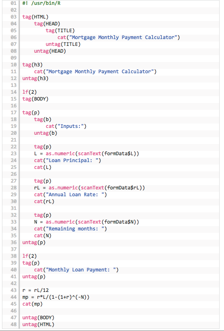 R code for the Rcgi application